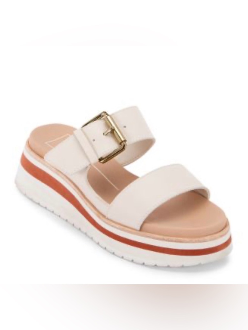 Dolce Vita Macen Platform Slide Sandal in Ivory Leather.